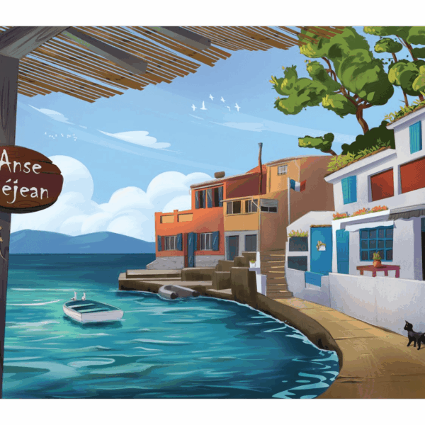 affiche anse Méjean à Toulon dans le Var par Yvan Tesi, illustrateur