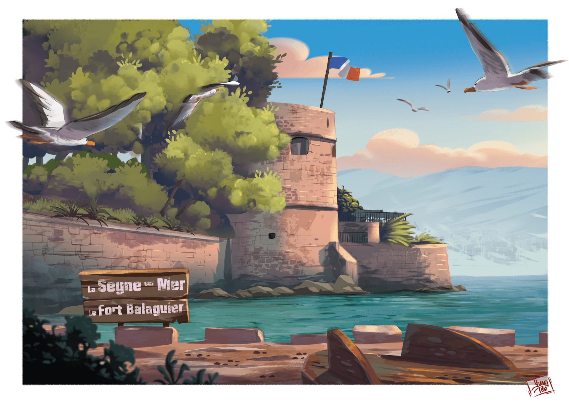 affiche fort Balaguier à La Seyne-sur-mer dans le Var par Yvan Tesi, illustrateur