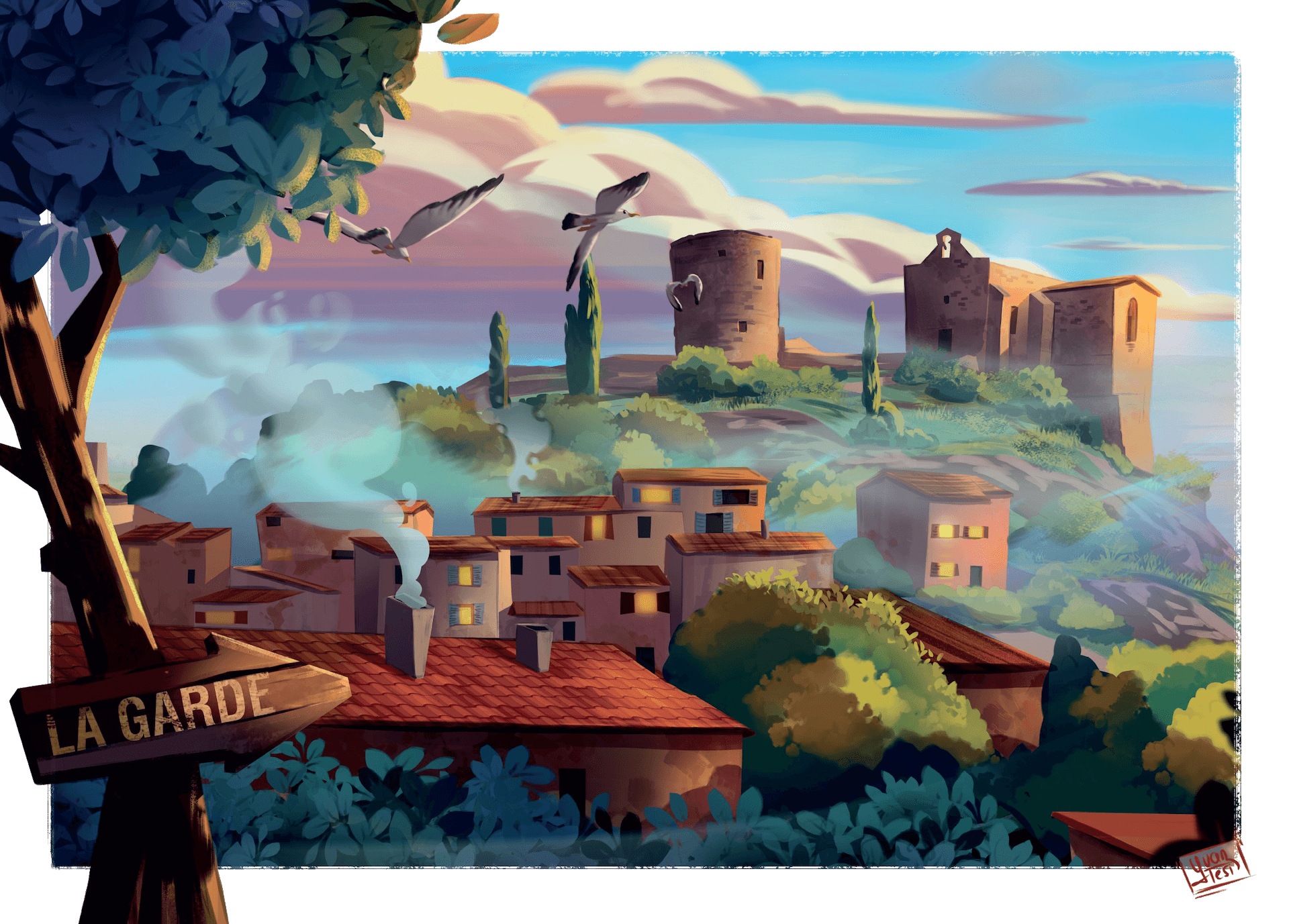 affiche La Garde dans le Var par Yvan Tesi, illustrateur