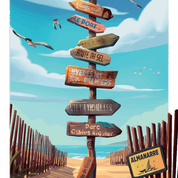 affiche panneaux Hyères dans le Var par Yvan Tesi, illustrateur