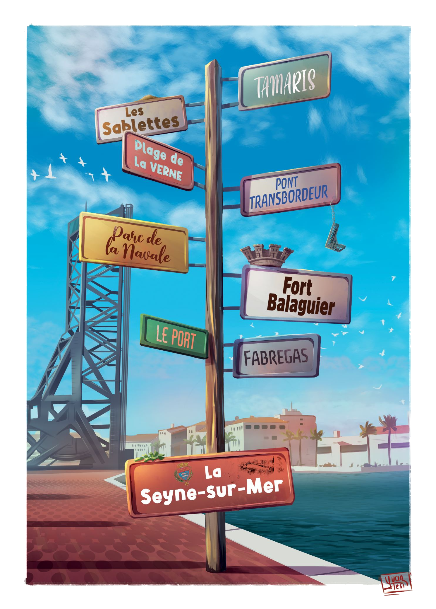 affiche panneaux La Seyne sur mer dans le Var par Yvan Tesi, illustrateur