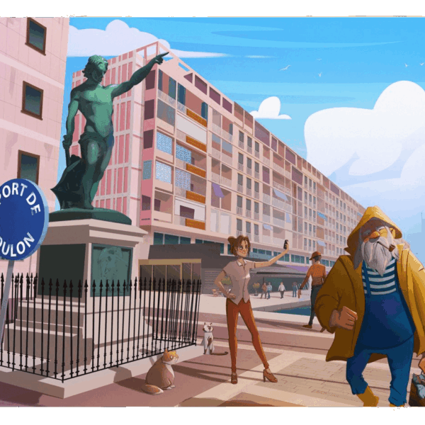 affiche port de Toulon dans le Var par Yvan Tesi, illustrateur