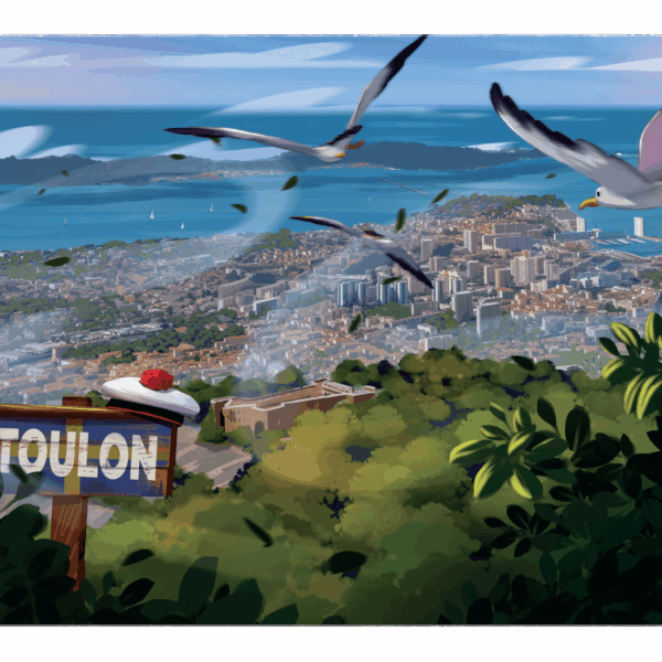 affiche rade de Toulon par Yvan Tesi, illustrateur