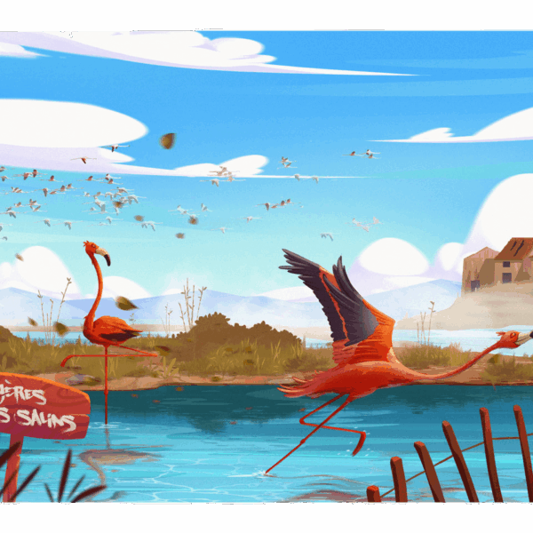 affiche les salins Hyères dans le Var par Yvan Tesi, illustrateur