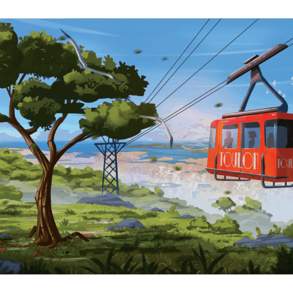 affiche téléphérique de Toulon dans le Var par Yvan Tesi, illustrateur