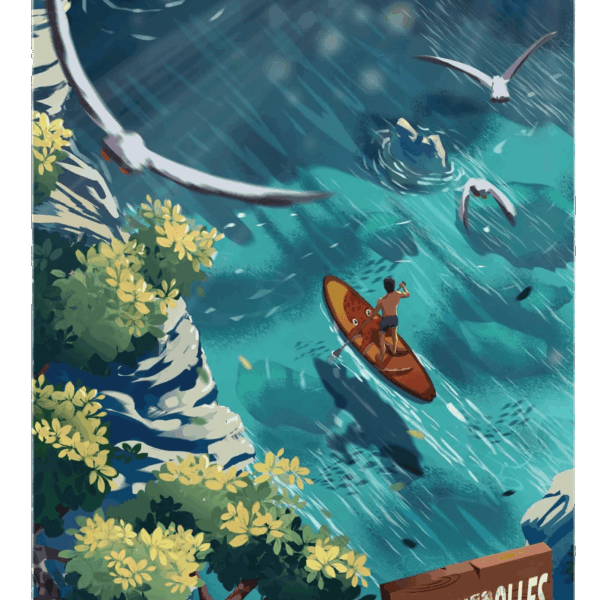 Affiche île de Porquerolles en paddle